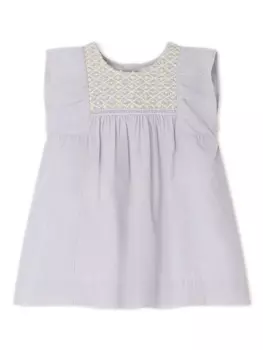 Bonpoint платье Cadelili в клетку гингем с вышивкой, серый