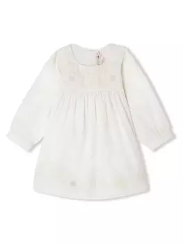 Bonpoint платье из органического хлопка с цветочной вышивкой, белый