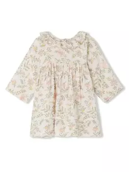 Bonpoint платье из смесового шелка с цветочным принтом, белый