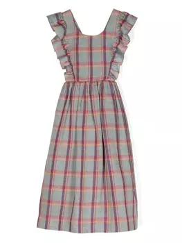 Bonpoint платье макси Carole в клетку, синий