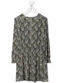 Bonpoint платье с цветочным принтом и сборками, фиолетовый