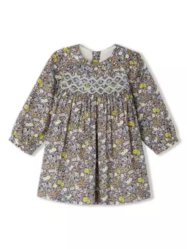 Bonpoint платье с цветочным принтом и сборками, желтый