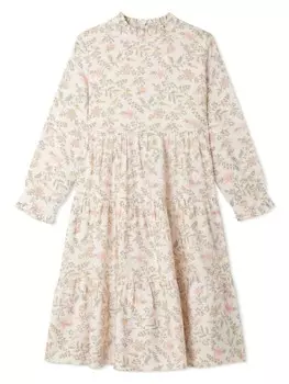 Bonpoint платье с цветочным принтом, нейтральный цвет