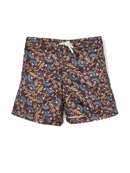 Bonpoint плавки-шорты Ariel с цветочным принтом, коричневый