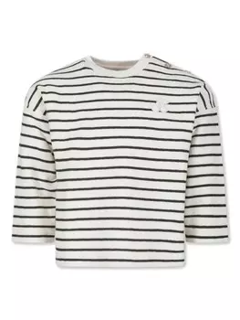 Bonpoint полосатый вязаный джемпер, белый