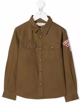 Bonpoint рубашка с нашивкой-логотипом, зеленый