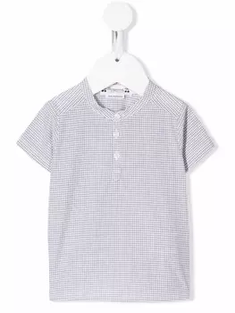 Bonpoint рубашка в клетку с короткими рукавами, нейтральный цвет