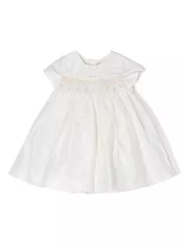 Bonpoint шелковое платье с короткими рукавами, белый