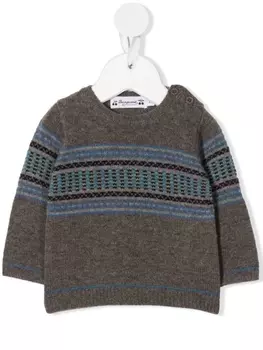 Bonpoint шерстяной джемпер с узором, коричневый