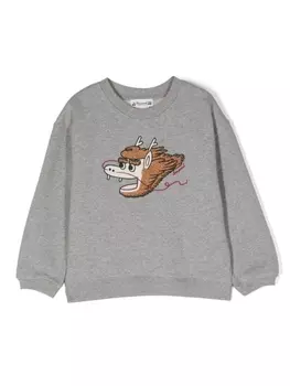 Bonpoint толстовка с вышитым логотипом, серый