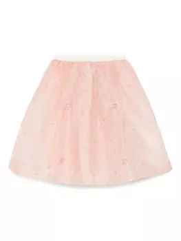 Bonpoint юбка из тюля с цветочным узором, розовый