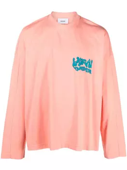 Bonsai футболка с длинными рукавами и тисненым логотипом, розовый