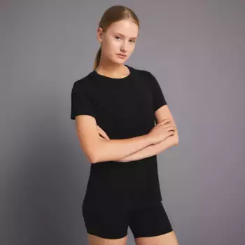 Boomerang Женская футболка для тренировок с микроперфорацией и коротким рукавом, чёрный