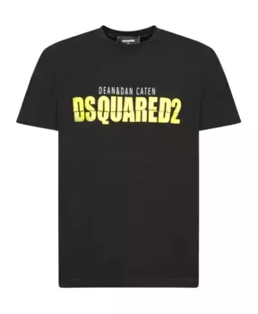 Бордосская футболка с флуоресцентным логотипом Dsquared2, черный