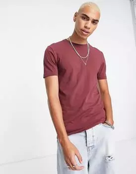 Бордовая футболка с круглым вырезом ASOS DESIGN