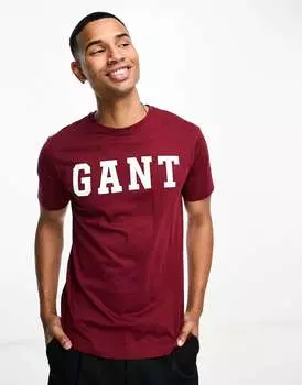 Бордовая футболка с логотипом GANT varsity