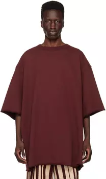 Бордовая футболка с необработанными краями Dries Van Noten