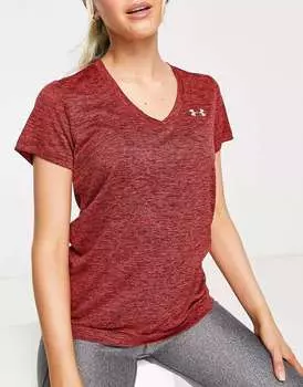 Бордовая футболка с v-образным вырезом Under Armour Tech