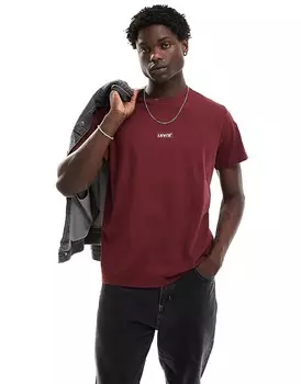 Бордовая футболка свободного кроя с центральным логотипом Levi's