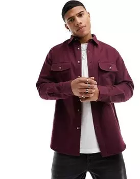 Бордовая хлопковая куртка ASOS DESIGN
