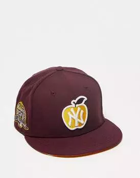 Бордовая кепка New Era 9Fifty New York Yankees с нашивкой в виде яблока