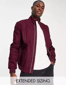 Бордовая куртка харрингтон с воротником-трубой ASOS DESIGN
