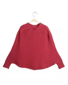 Бордовая накидка для девочки с манжетами Dadati, гранатовый