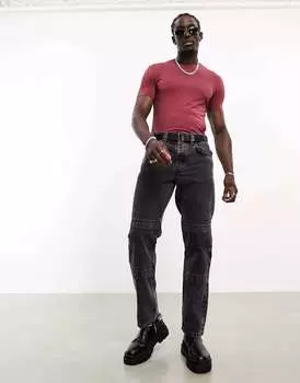 Бордовая облегающая футболка ASOS