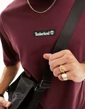 Бордовая оверсайз-футболка Timberland с центральным логотипом эксклюзивно для asos