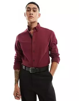 Бордовая рубашка из жатого хлопка ASOS DESIGN Regular