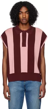 Бордовая рубашка-поло из вискозы AMI Alexandre Mattiussi