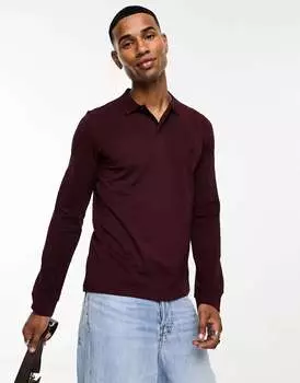 Бордовая рубашка-поло с длинными рукавами French Connection