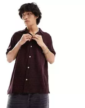 Бордовая рубашка с короткими рукавами AllSaints Glendale