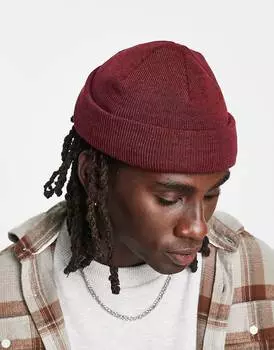 Бордовая шапка мини в рубчик ASOS DESIGN Fisherman