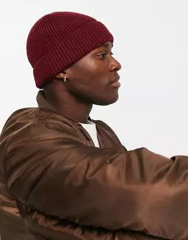 Бордовая шапка в рубчик ASOS DESIGN fisherman