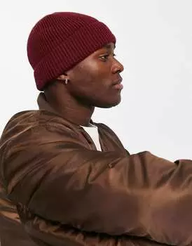 Бордовая шапка в рубчик в рубчик ASOS DESIGN