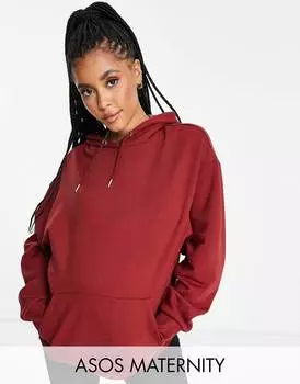 Бордовая толстовка бойфренда оверсайз ASOS DESIGN Maternity