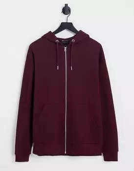 Бордовая толстовка оверсайз на молнии ASOS DESIGN