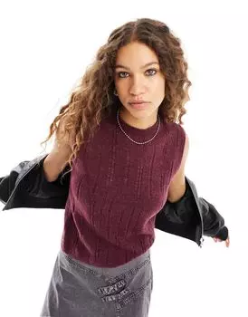 Бордовая трикотажная майка с потертостями ASOS DESIGN
