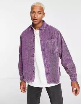 Бордовая вельветовая рубашка свободного кроя ASOS DESIGN
