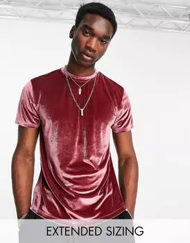 Бордовая велюровая футболка ASOS DESIGN