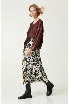 Бордово-красная черная юбка-миди Network, бордовый