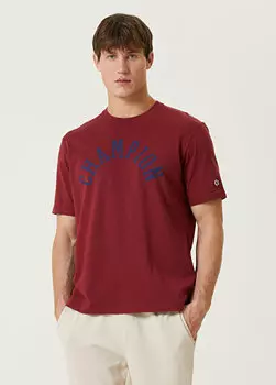 Бордово-красная футболка с логотипом Champion