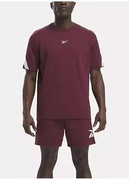 Бордово-красная футболка унисекс с круглым воротником Reebok