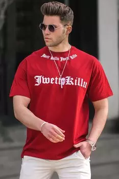 Бордово-красная мужская футболка 5204 MADMEXT