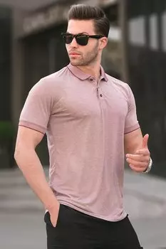 Бордово-красная мужская футболка стандартного кроя с вышивкой поло 6108 MADMEXT