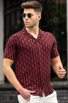 Бордово-красная мужская рубашка 4944 MADMEXT