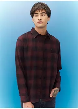 Бордово-красная мужская рубашка Lee