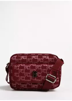 Бордово-красная женская сумка через плечо из парусины Pierre Cardin