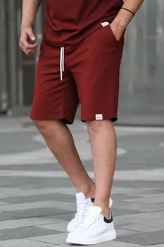 Бордово-красные базовые мужские шорты 6501 MADMEXT